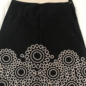 Boden Black and White Floral Midi Skirt